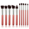 Pinceaux de maquillage PRO Rose / argent - 10 pièces - | Fashiongirl