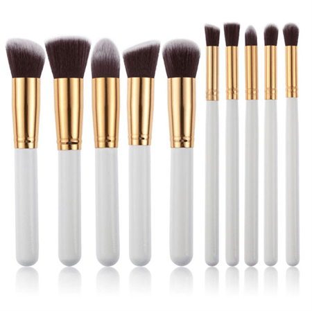 Pinceaux de maquillage PRO Blanc / Or 10 pièces - | Fashiongirl
