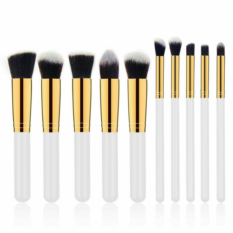 Pinceaux de maquillage PRO Blanc / Or 10 pièces - | Fashiongirl