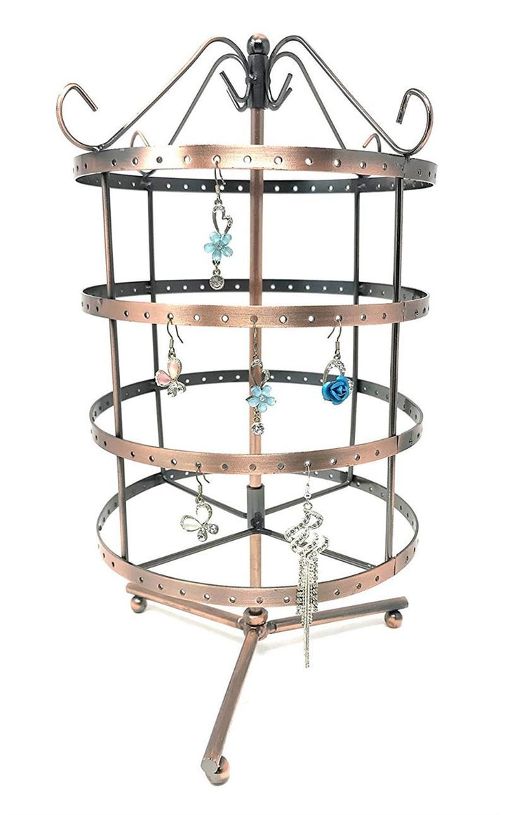 Rotating Jewellery stand for earrings with 4 tiers, bronze - | Fashiongirl