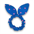 Chouchou avec nœud - Bleu clair à pois roses - Accessoires pour cheveux