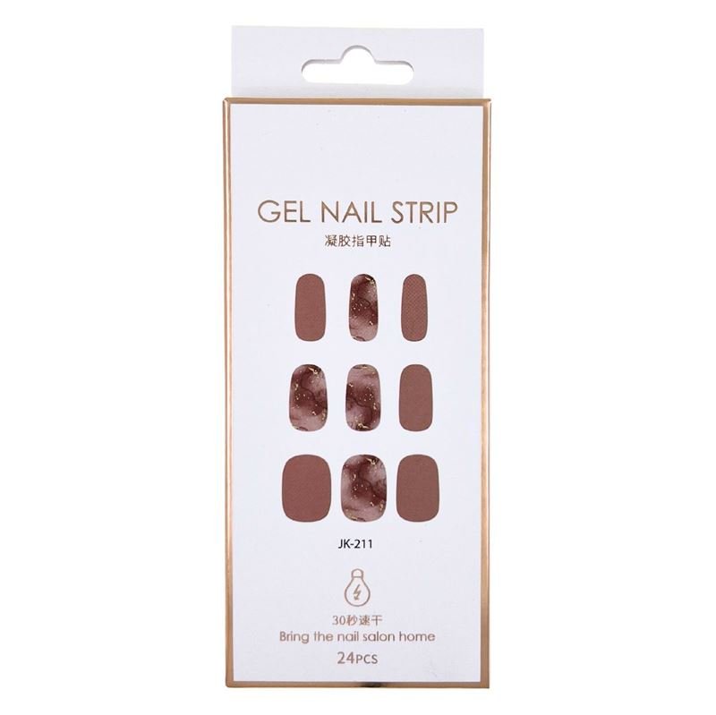 Semi Cured Gel Nail Stickers / Self - adhesive nail polish - Golden Taupe (JK - 211) - | Fashiongirl