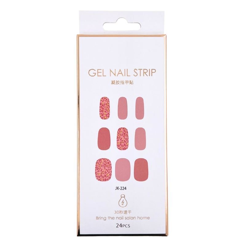 Semi Cured Gel Nail Stickers / Self - adhesive nail polish - Pink Leopard (JK - 224) - | Fashiongirl