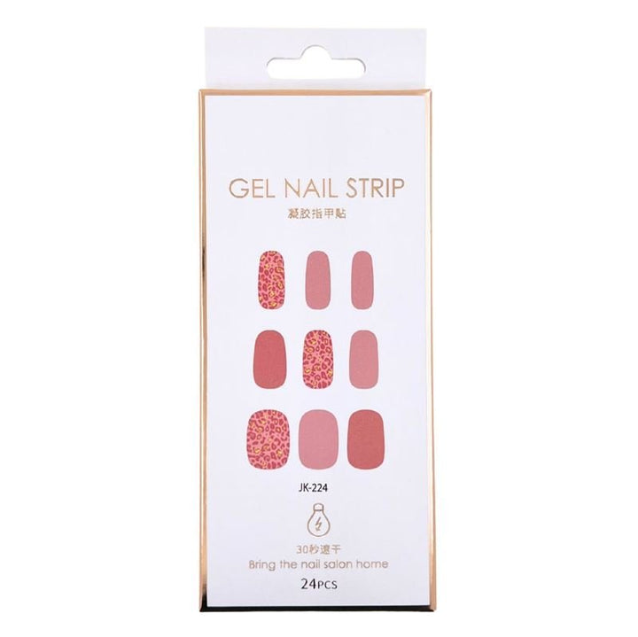 Semi Cured Gel Nail Stickers / Self - adhesive nail polish - Pink Leopard (JK - 224) - | Fashiongirl