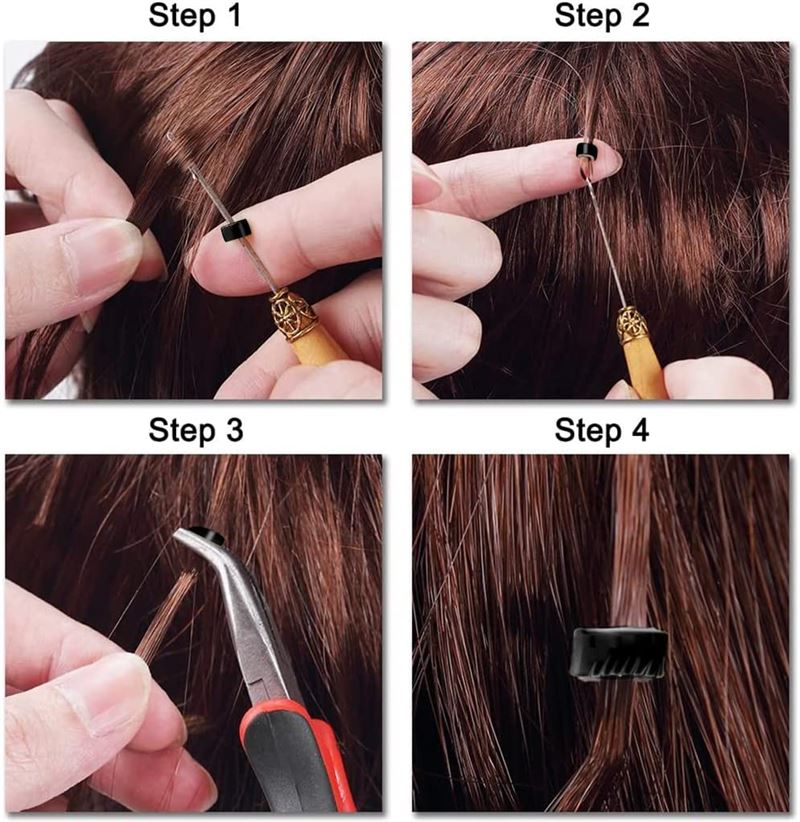 Micro-anneaux en silicone pour extensions - Noir 500 pièces. - | Fashiongirl