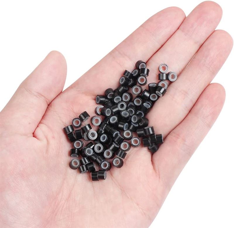 Micro-anneaux en silicone pour extensions - Noir 500 pièces. - | Fashiongirl