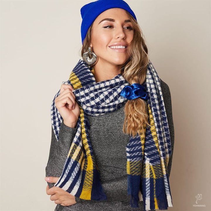 SOHO Check Scarf 200 x 70 cm - Blue - | Fashiongirl
