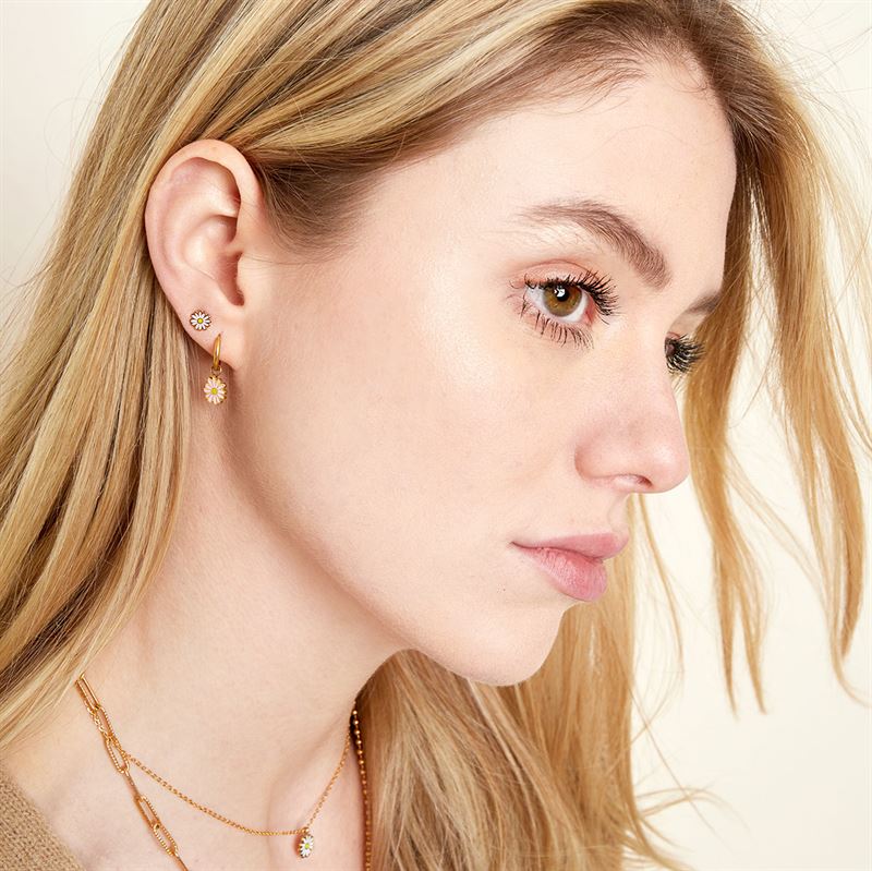 SOHO Daisy Hoop Earrings - Gold/Pink - | Fashiongirl