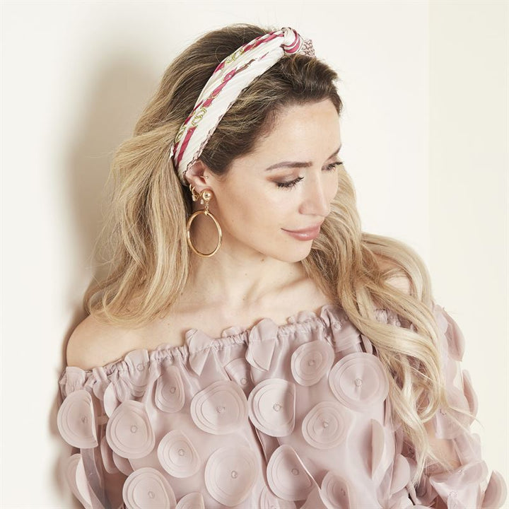 SOHO Diamond Scarf 70 x 70 cm - White/Red - | Fashiongirl