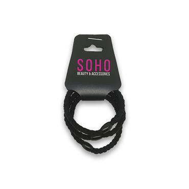 SOHO Hair elastics - Black 3 pcs - Hair Accessories | Fashiongirl