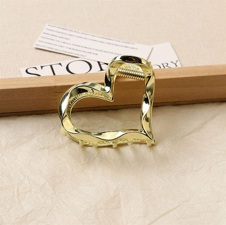 SOHO Heart Metal Hair Claw - Gold - Hair Accessories