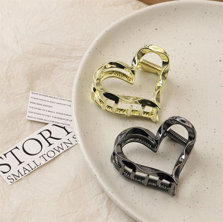 SOHO Heart Metal Hair Claw - Gold - Hair Accessories