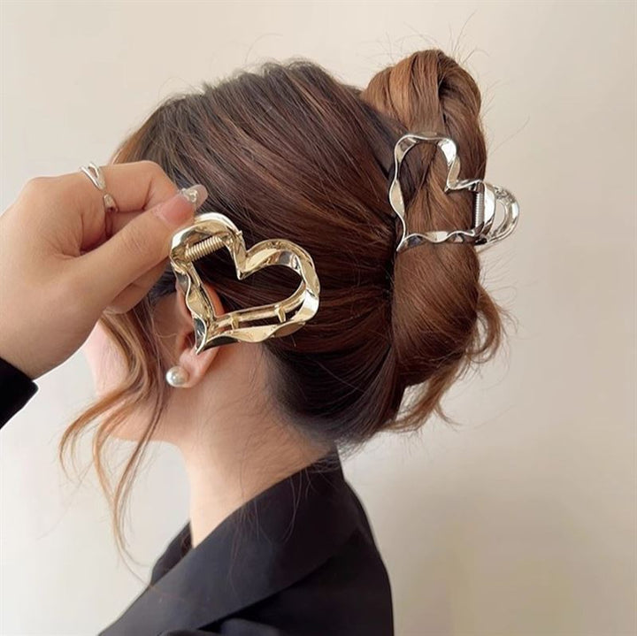SOHO Heart Metal Hair Claw - Gold - Hair Accessories