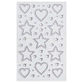 SOHO Hearts & Stars Strass autocollants pour le visage, le maquillage, les ongles, le corps, l'artisanat - Argent - | Fashiongirl