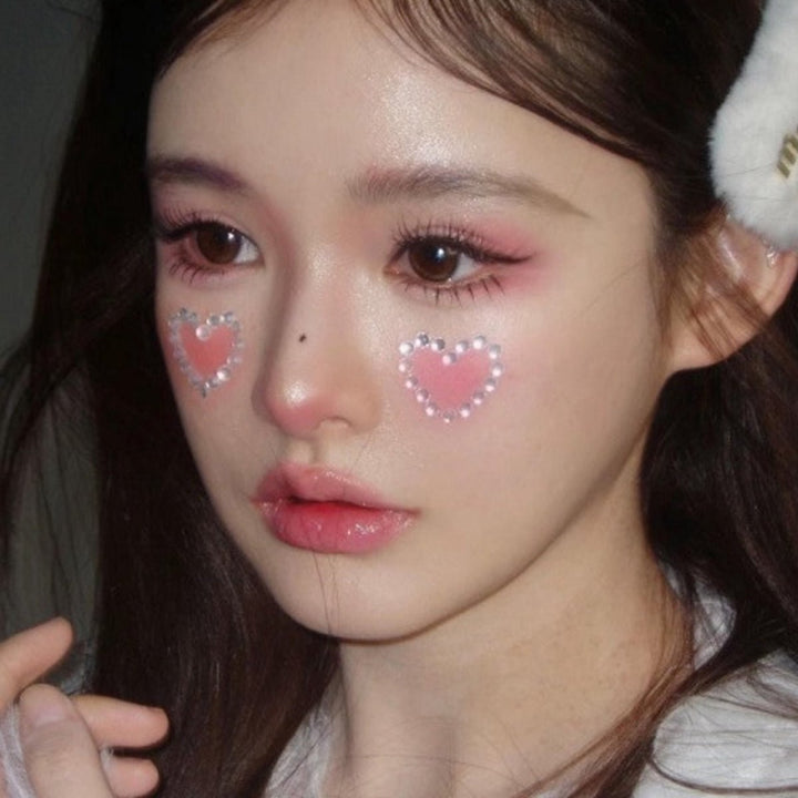 SOHO Hearts & Stars Strass autocollants pour le visage, le maquillage, les ongles, le corps, l'artisanat - Argent - | Fashiongirl