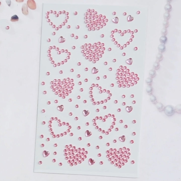 SOHO Hearts Strass autocollants pour le visage, le maquillage, les ongles, le corps, les loisirs créatifs - Rose - | Fashiongirl