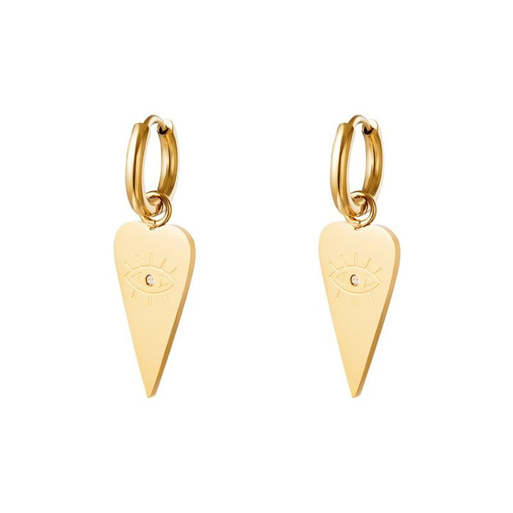 Boucles d'oreilles SOHO avec pendentif œil qui voit tout - Or - | Fashiongirl