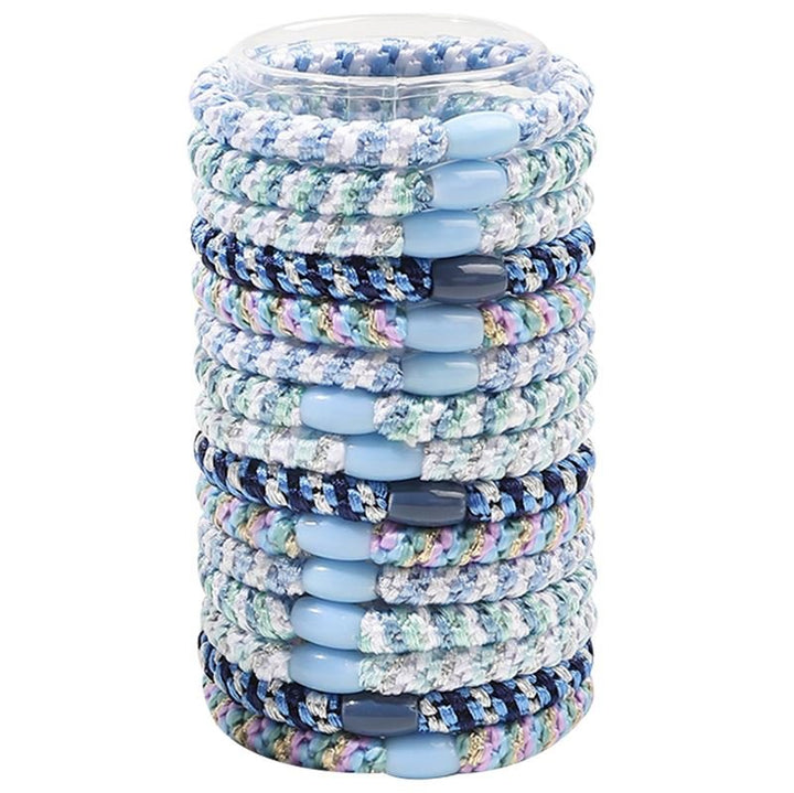 SOHO Kenlee Hair elastics - Blue (15 pcs) - Hair Accessories | Fashiongirl