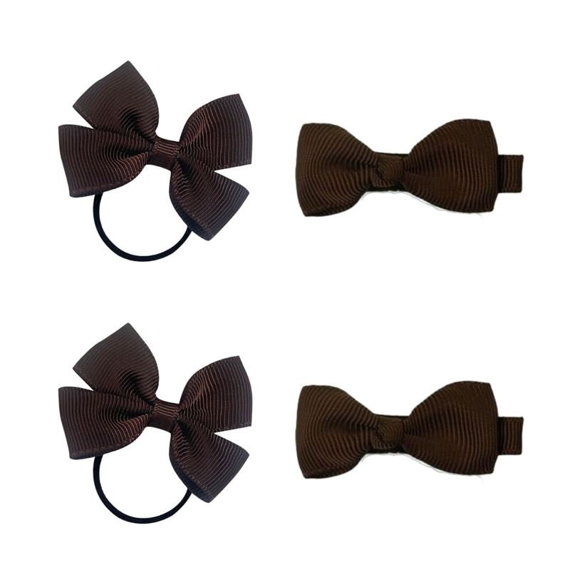 SOHO Kirby Bow Hair elastics and hair clips - Brown - Hair Accessories | Fashiongirl