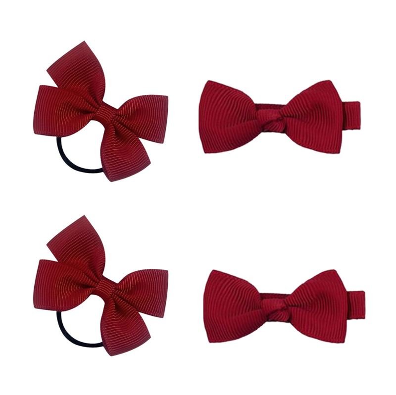 SOHO Kirby Bow Hair elastics and hair clips - Cherry Red - Hair Accessories | Fashiongirl