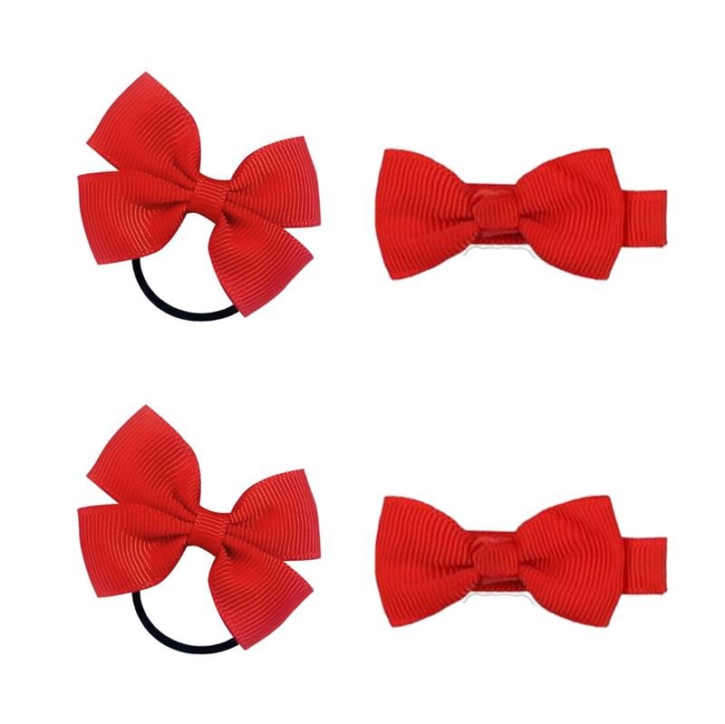 SOHO Kirby Bow Hair elastics and hair clips - Red - Hair Accessories | Fashiongirl