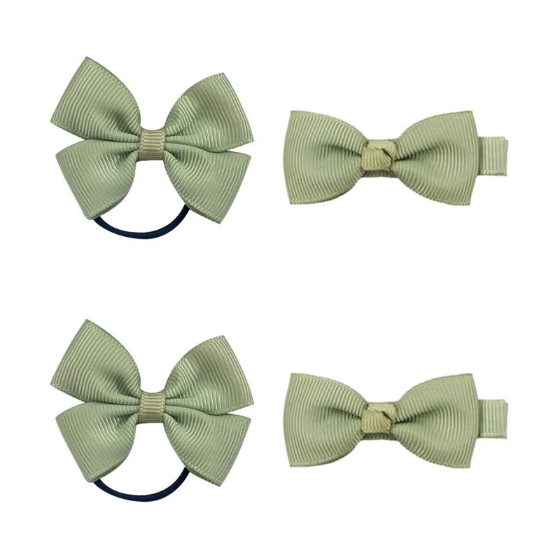 SOHO Kirby Bow Hair elastics and hair clips - Sage Green - Hair Accessories | Fashiongirl