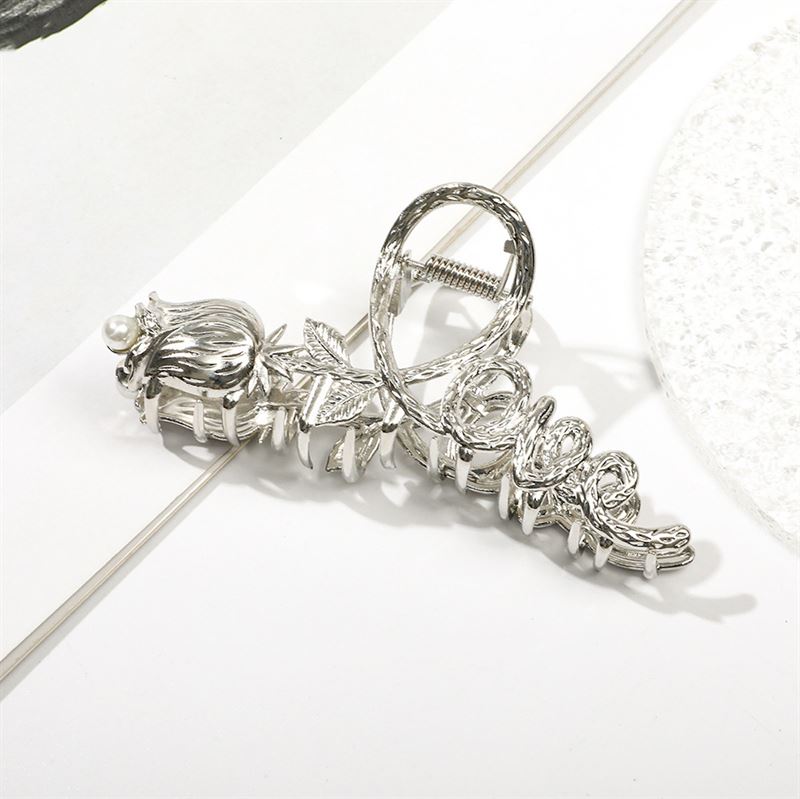 SOHO Love Metal Hair Claw - Silver - Hair Accessories