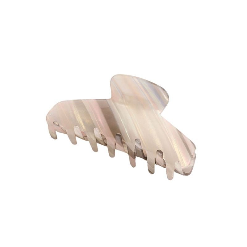 The SOHO Mesa Hair Claw - Grey Rainbow by SOHO features wide, curved teeth and a smooth, pearlescent finish. This elegant resin hair accessory is displayed against a plain white background.