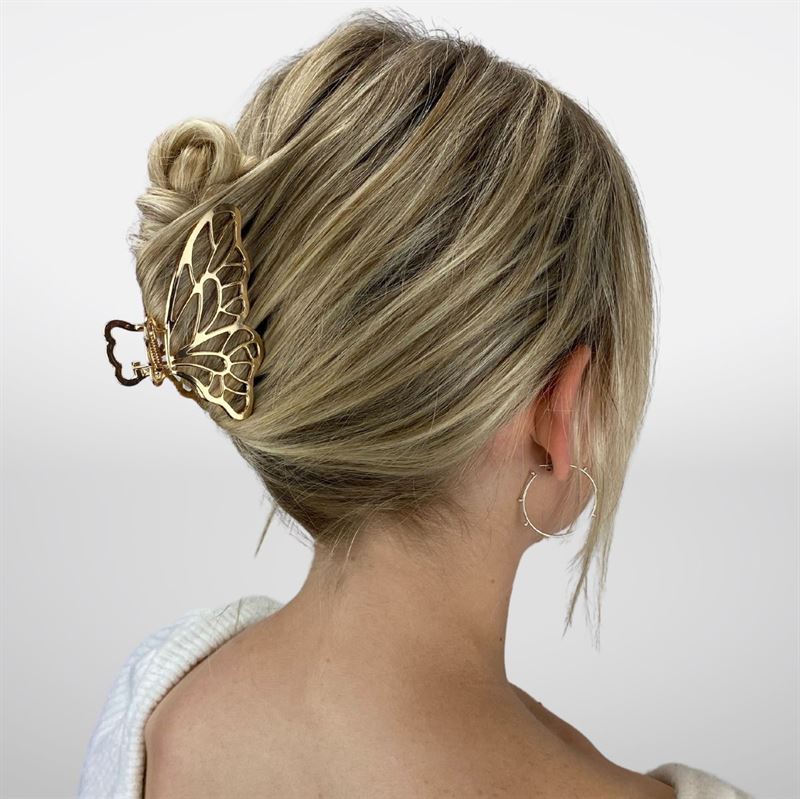 SOHO Metal Butterfly Hair Claw - Gold - Hair Accessories