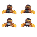 Quatre mini-pinces à cheveux SOHO Mini Tortoise Hair Claws de SOHO, chacune dotée d'un ressort métallique, sont disposées en grille 2x2 sur un fond blanc, idéal pour créer un look naturel.