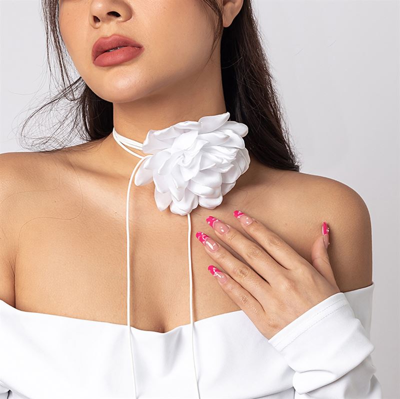 SOHO Pink Choker Necklace - White - | Fashiongirl