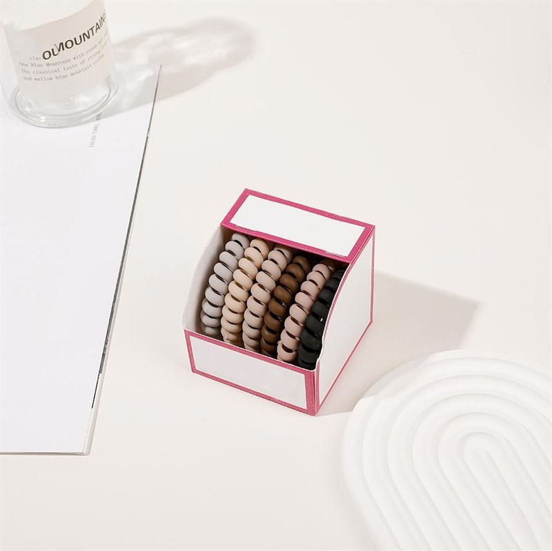 SOHO Thia Spiral Hair elastics, 6 pcs - Earth - Hair Accessories | Fashiongirl