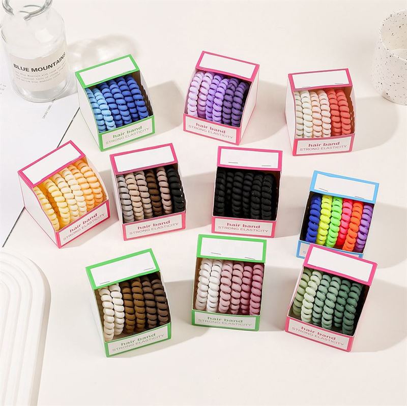 SOHO Thia Spiral Hair elastics, 6 pcs - Green - Hair Accessories | Fashiongirl