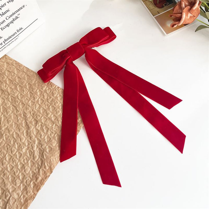 SOHO Vania Velvet Bow Hair Clip - Red - Hair Accessories | Fashiongirl