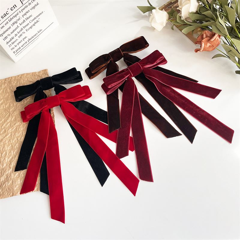 SOHO Vania Velvet Bow Hair Clip - Red - Hair Accessories | Fashiongirl