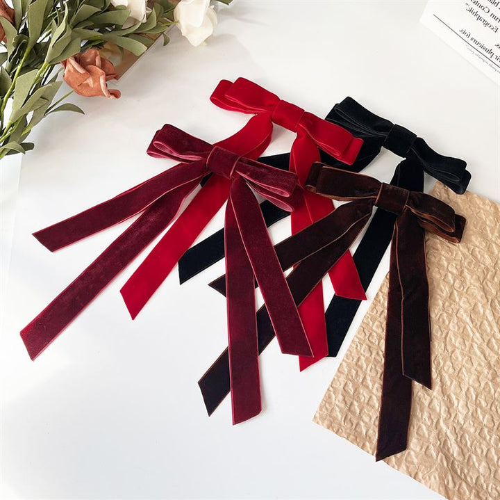 SOHO Vania Velvet Bow Hair Clip - Red - Hair Accessories | Fashiongirl