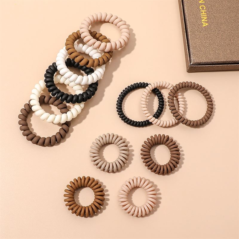SOHO Wave Spiral Hair elastics - Brown - Hair Accessories | Fashiongirl