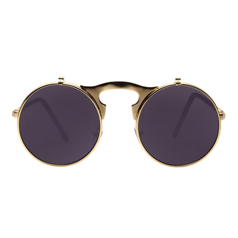 Lunettes de soleil Steampunk dorées avec fonction flip - | Fashiongirl