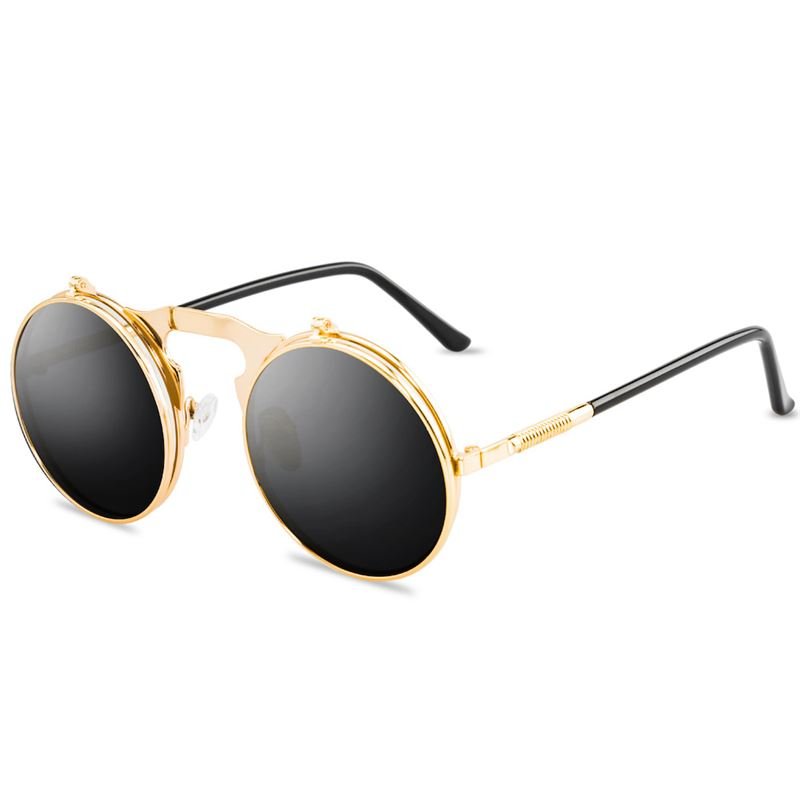 Steampunk sunglasses in gold with flip function - | Fashiongirl