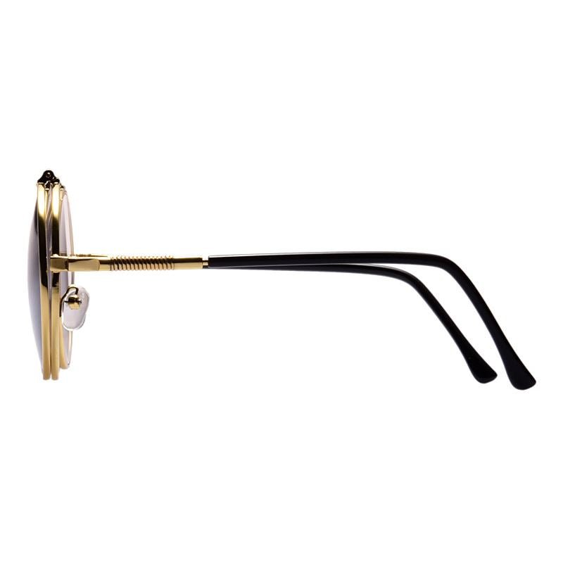 Lunettes de soleil Steampunk dorées avec fonction flip - | Fashiongirl