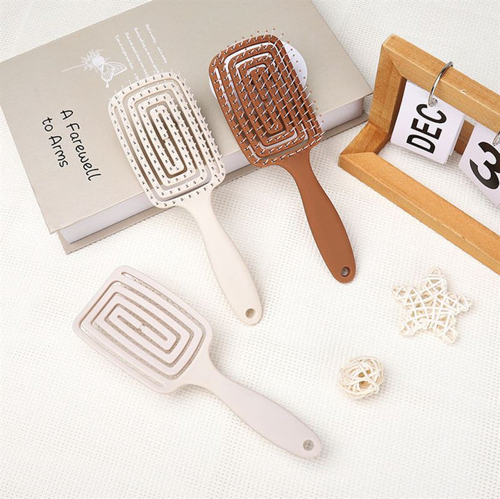 TBC Detangling Hair Brush - Wet &amp; Dry Hollow Brush - Beige - Hair Styling tool