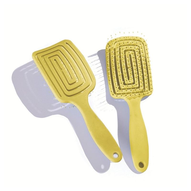 TBC Detangling Hair Brush - Wet &amp; Dry Hollow Brush - Yellow - Hair Styling tool | Fashiongirl