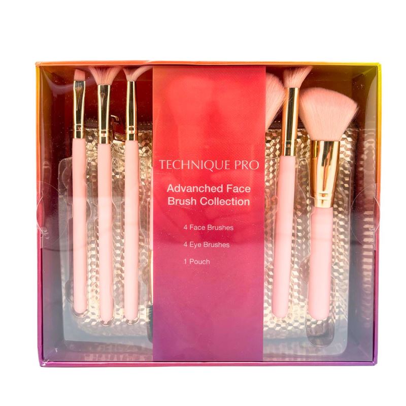 Technique PRO Advanced Face Brush Collection - 8 pinceaux de maquillage et 1 trousse de maquillage - Pinceaux de maquillage