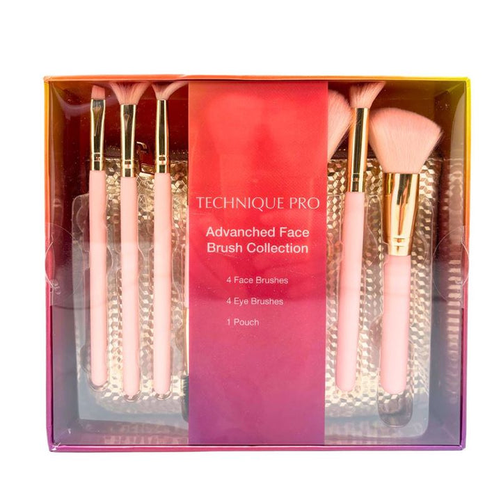 Technique PRO Advanced Face Brush Collection - 8 pinceaux de maquillage et 1 trousse de maquillage - Pinceaux de maquillage