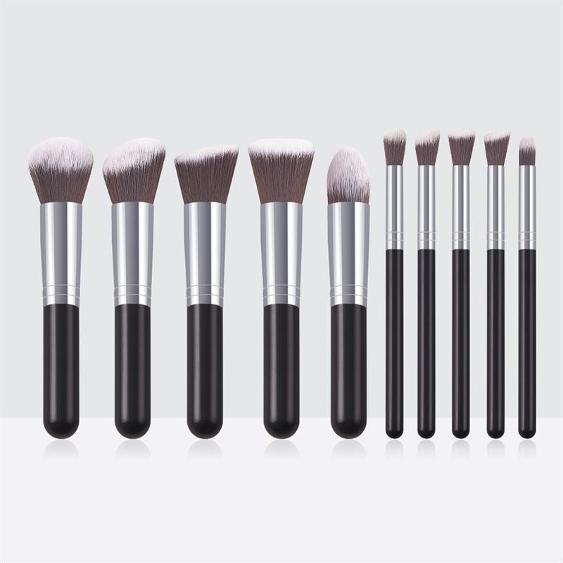 Pinceaux de maquillage Technique PRO, argent/noir - 10 pièces - 