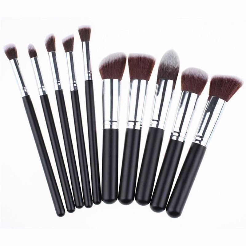 Pinceaux de maquillage Technique PRO, argent/noir - 10 pièces - 