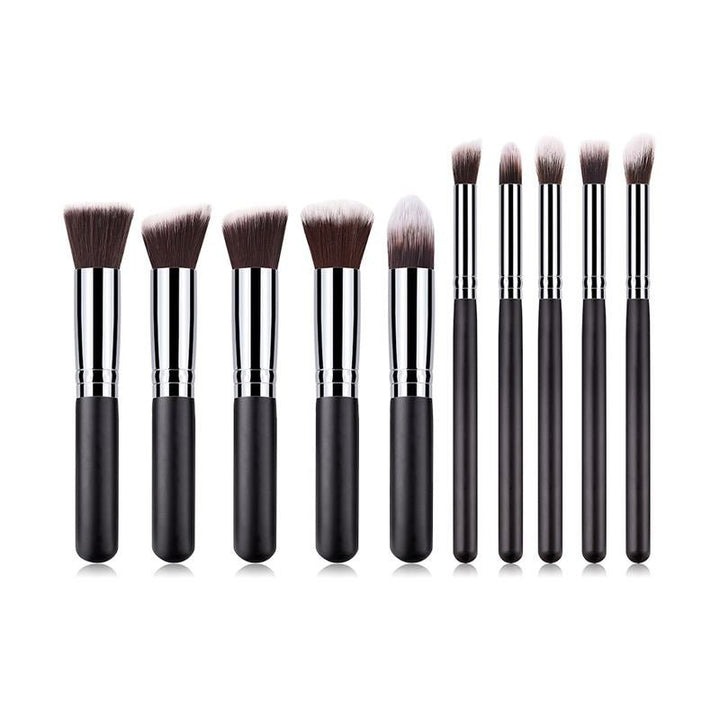 Pinceaux de maquillage Technique PRO, argent/noir - 10 pièces - 