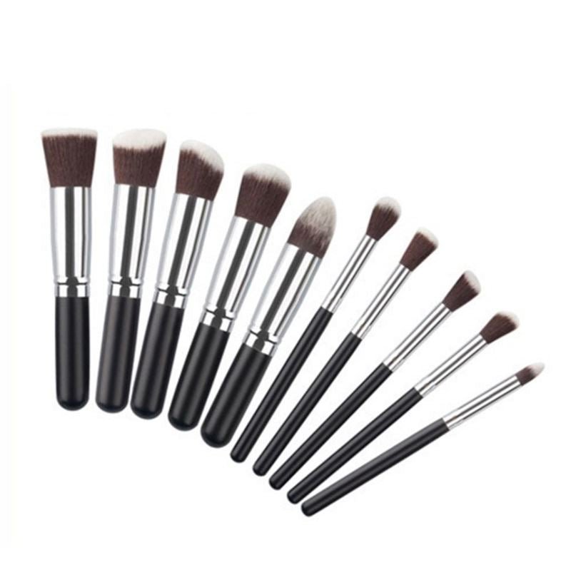 Pinceaux de maquillage Technique PRO, argent/noir - 10 pièces - 