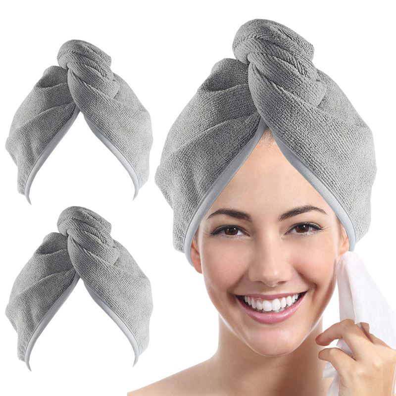 Serviette pour cheveux Turban - Serviette pour cheveux en microfibre à séchage rapide - Grise - | Fashiongirl