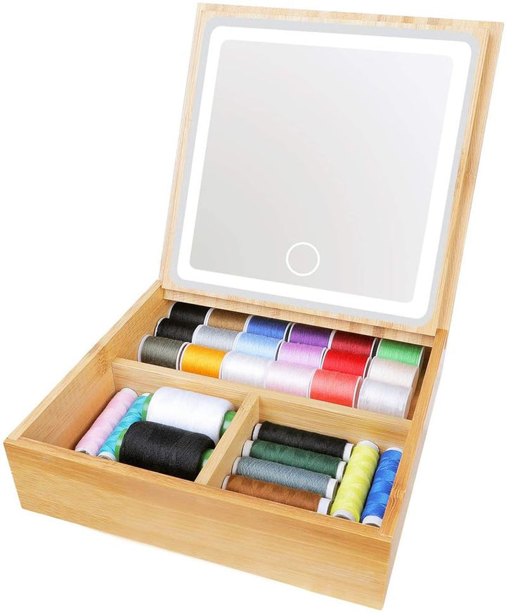 UNIQ 2 - in - 1 LED mirror jewellery box / organiser - Beautiful bamboo box for makeup and jewellery - | Fashiongirl